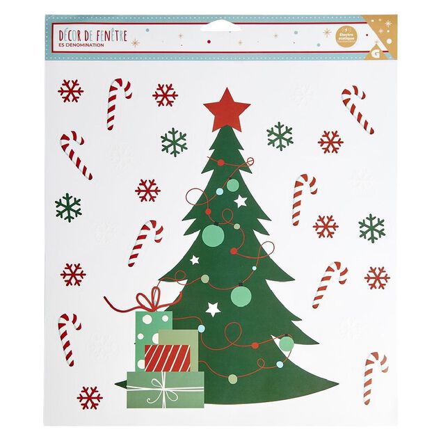 D&eacute;coration fen&ecirc;tre No&euml;l &eacute;lectrostatique sapin ou Merry Christmas (2 mod&egrave;les)