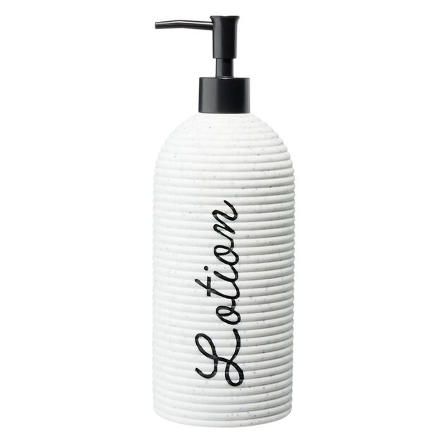 Distributeur &agrave; savon 1L inscription Lotion polyr&eacute;sine &Oslash;9xH25cm (2 mod&egrave;les)