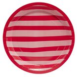 Assiette carton x8 th&egrave;me piment bayad&egrave;re rayures roses et rouges &Oslash;23cm