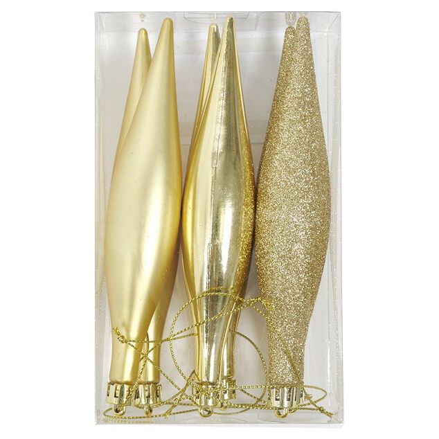 Décoration de Noël stalactite dorée à suspendre x6