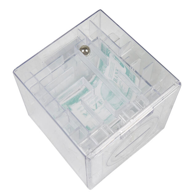 Tirelire design labyrinthe transparente