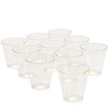 Verrine plastique r&eacute;utilisable x10 carr&eacute;e dor&eacute;e paillet&eacute;e 3x3xH5cm