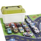 Caisse de rangement avec 20 voitures et 1 tapis de jeu