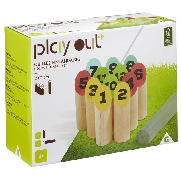 Jeu de quilles finlandaises multicolores en bois