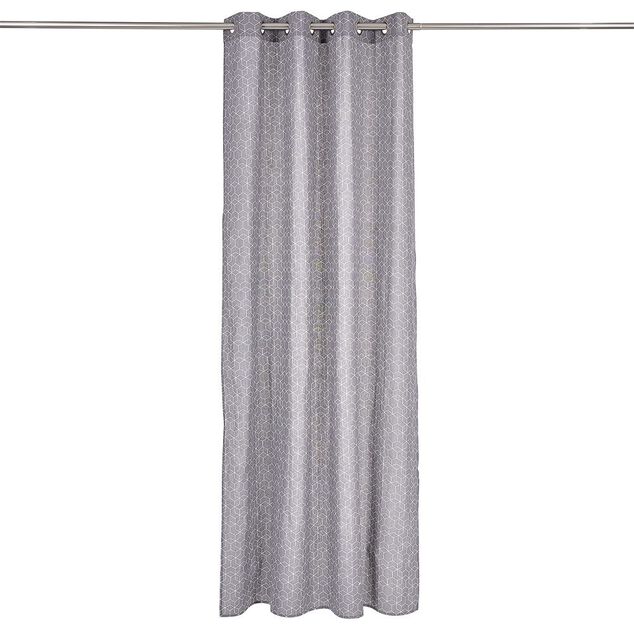 Rideau polycoton 140x240cm imprimé géométrique gris