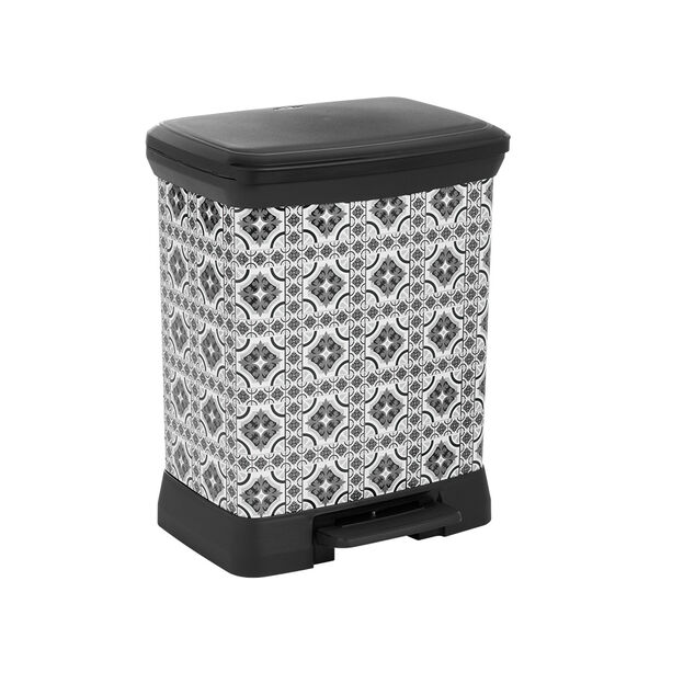 Poubelle &agrave; p&eacute;dale motif carreaux de ciment 30L