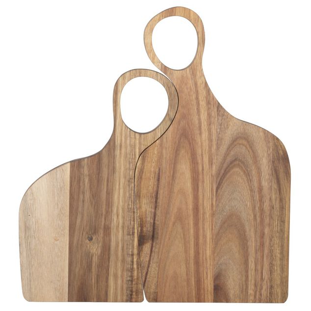 Planche de pr&eacute;sentation x2 courb&eacute;es en bois acacia 20x38cm
