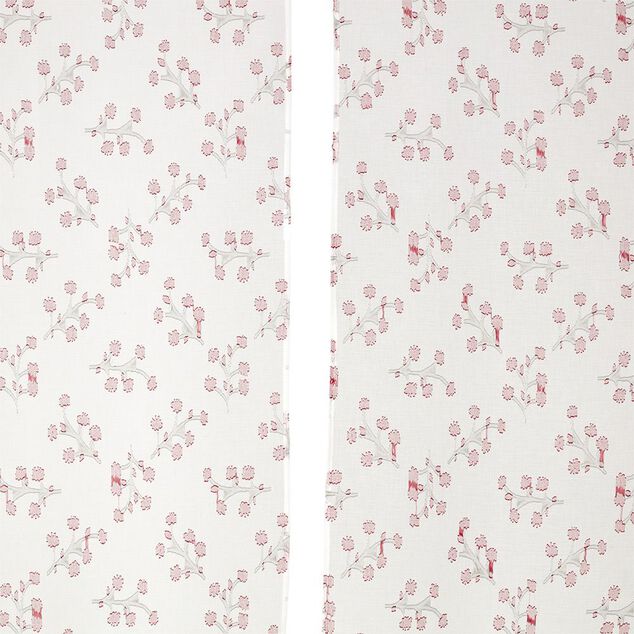 Vitrage blanc &agrave; fleurs L120X60 cm x2