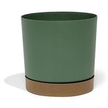 Pot de jardin Tubo plastique vert avec soucoupe marron &Oslash;29,2cm