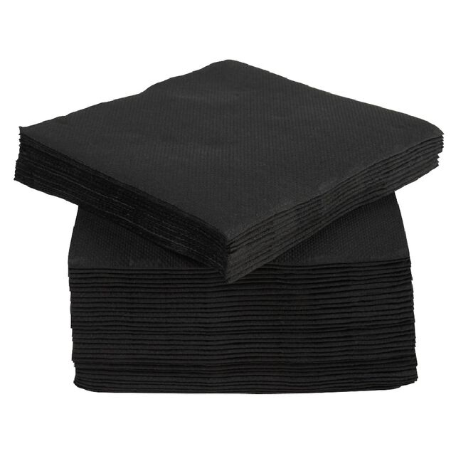 Serviette cocktail carr&eacute;e noire Tex Touch 2 plis en papier x40