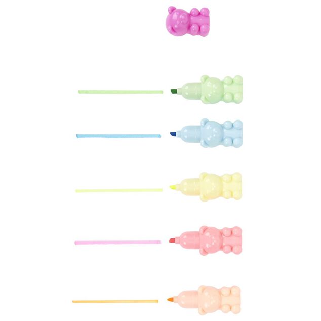 Mini surligneur pastel ourson superposable x5