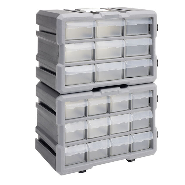 Rangement bricolage modulable plastique gris 9 casiers 28x17xH16cm