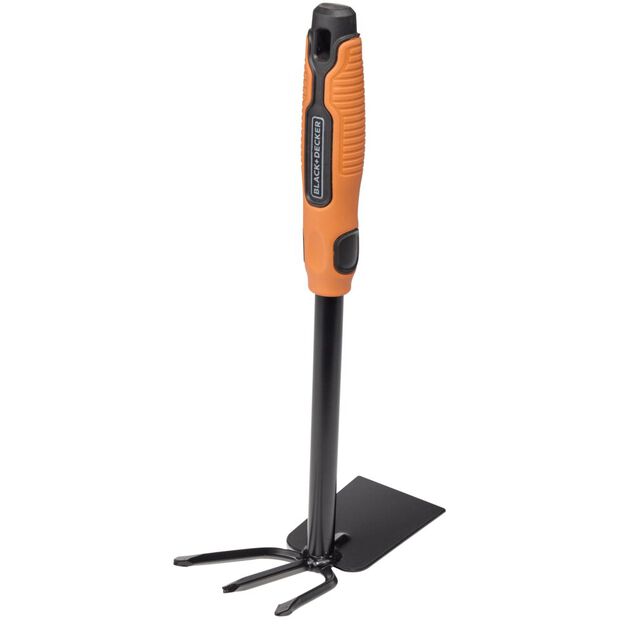 Serfouette &agrave; main m&eacute;tal et manche plastique orange 33x18xH8cm