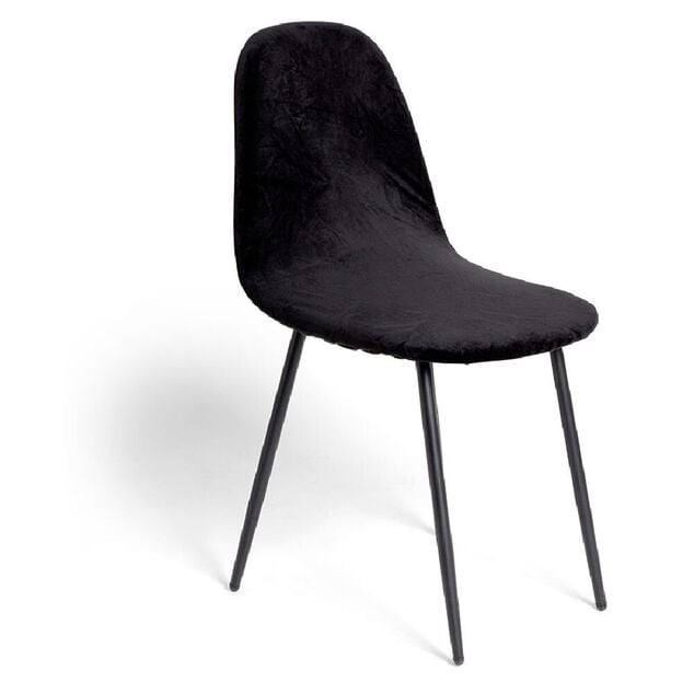 Housse de chaise velours extensible noir L45xP40xH45cm