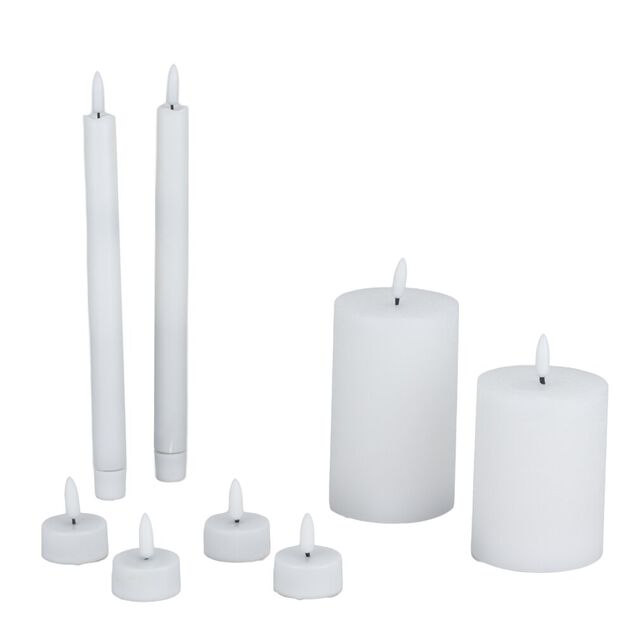 Bougie LED X9 pcs L22X9XH25 cm plastique blanc