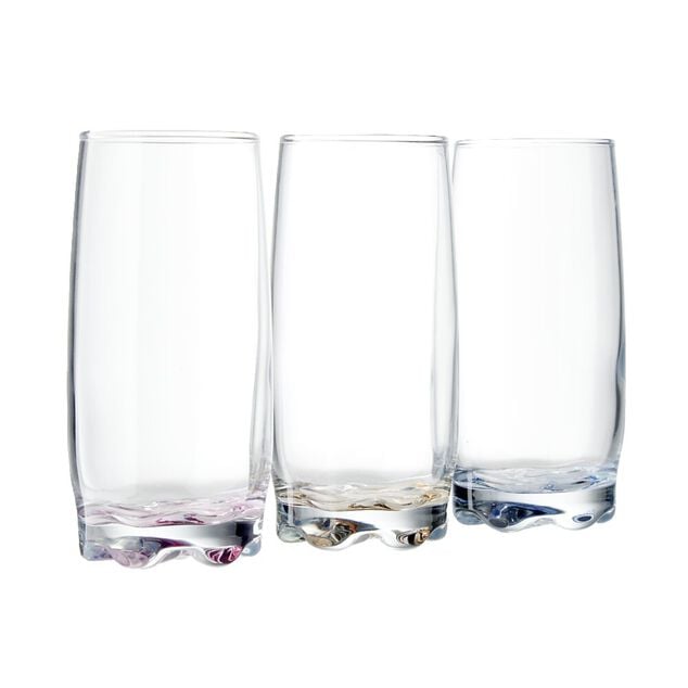 Lot de 3 verres haut fond color&eacute; 39cl H14,5cm