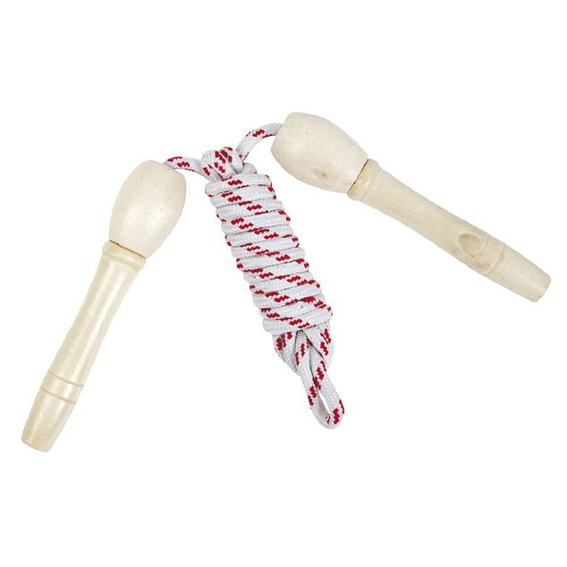 Corde &agrave; sauter avec poign&eacute;es en bois