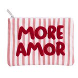 Pochette cosm&eacute;tique rayures color&eacute;es inscription message (3 mod&egrave;les)