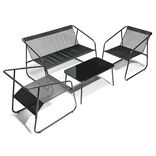 Salon de jardin 4 personnes Mathis textil&egrave;ne gris anthracite