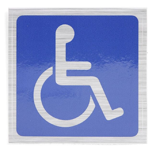 Signal&eacute;tique adh&eacute;sive "Handicap&eacute; &agrave; mobilit&eacute; r&eacute;duite" - 8x8 cm