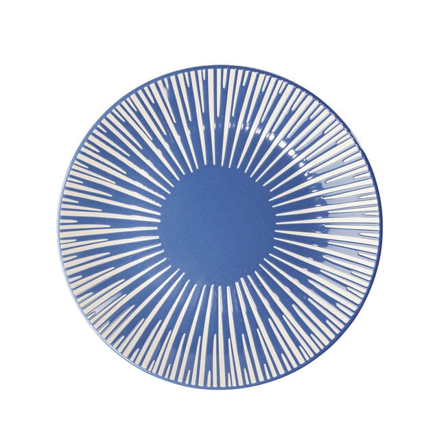 Assiette &agrave; dessert Rio en fa&iuml;ence bleu et blanc &Oslash;19cm