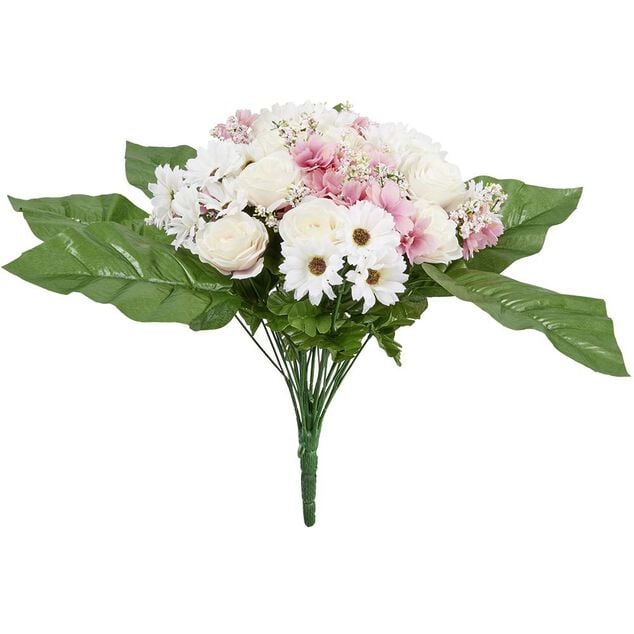 Piquet de rose et marguerite bouquet fleur artificielle &Oslash;40xH42cm