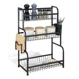 &Eacute;tag&egrave;re de cuisine &agrave; poser 3 niveaux m&eacute;tal noir 49x22xH61cm
