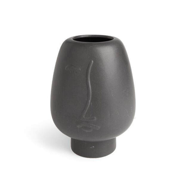 Vase visage céramique noir Ø13xH18cm