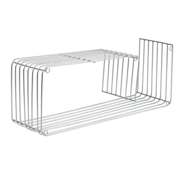 &Eacute;tag&egrave;re murale en m&eacute;tal gris argent&eacute; 50x16xH20cm