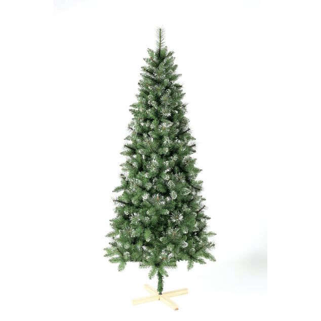 Sapin artificiel effet enneig&eacute; pied en bois 698 branches &Oslash;95xH210cm