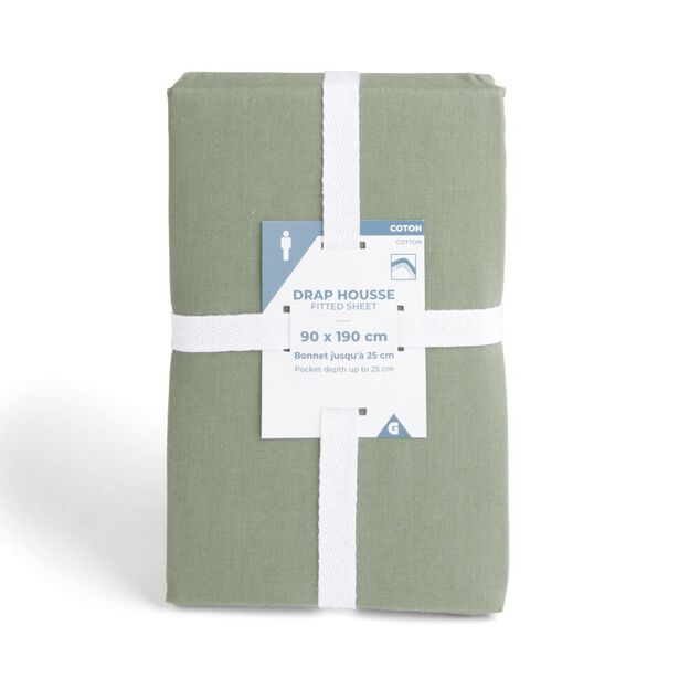 Drap housse 90x190cm 100% coton vert