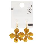 Boucles d'oreilles crochets zinc dor&eacute; fleur pendante jaune