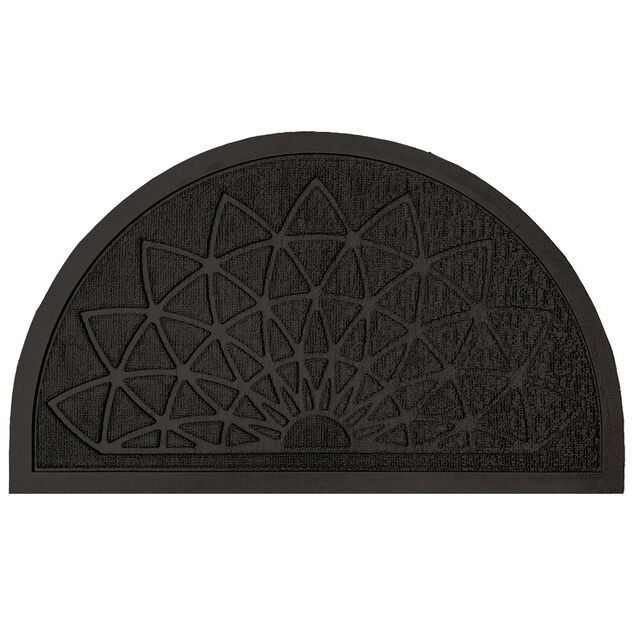 Tapis d'ext&eacute;rieur demi lune motif rosace relief 45x75cm