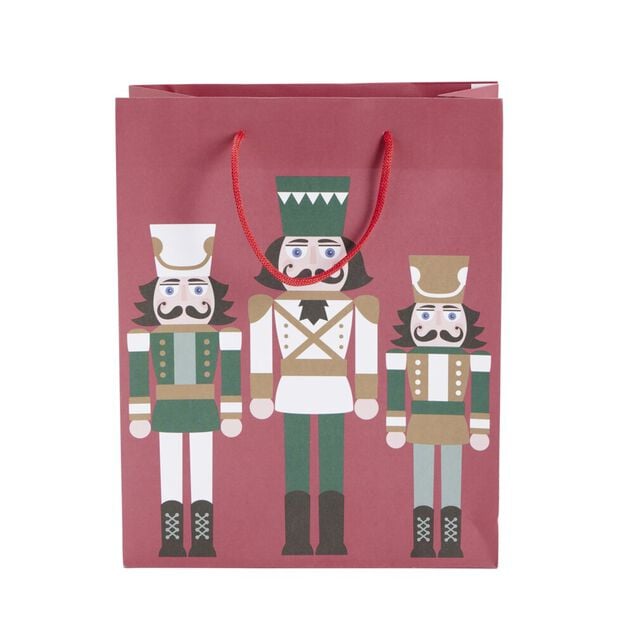 Sac cadeau No&euml;l motif soldat Casse Noisette rouge et vert 26x12xH32,5cm