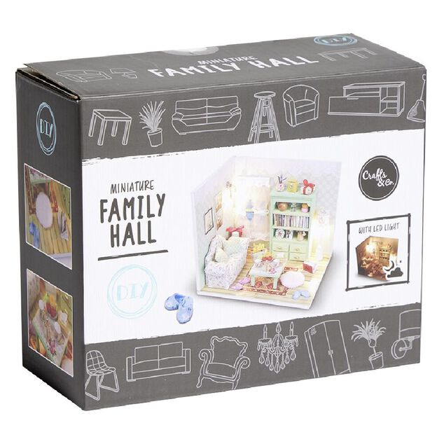 Maison miniature &agrave; assembler avec lumi&egrave;re LED - Salon