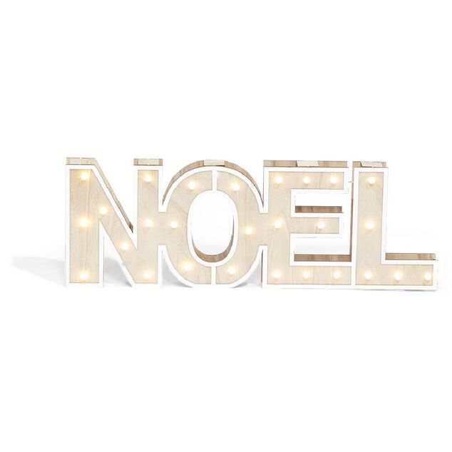 Décoration lumineuse à poser lettres Noël bois