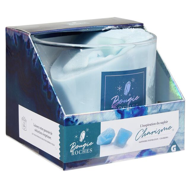 Bougie roche am&eacute;thyste s&eacute;r&eacute;nit&eacute; violet 35H