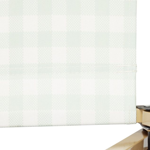 Chaise de camping pliable bambou et toile quadrill&eacute;e vert et blanc 54x38xH62cm