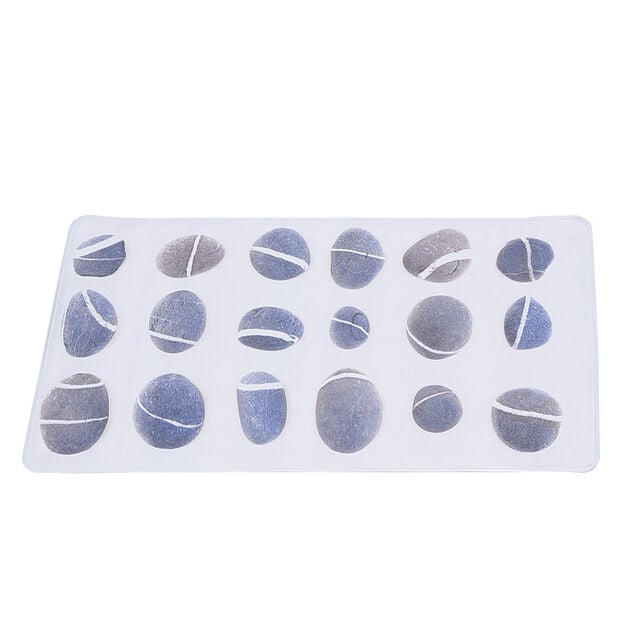 Fond de douche pvc blanc motif galets gris