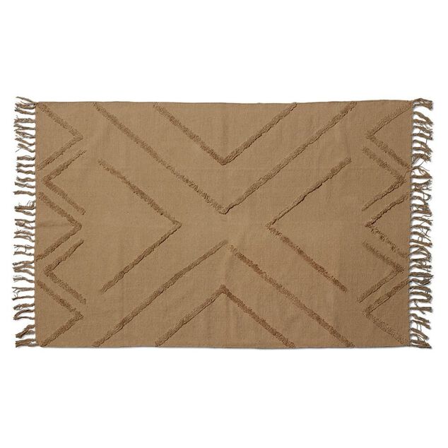 Tapis rectangulaire coton tuft&eacute; Beige 100x150 cm