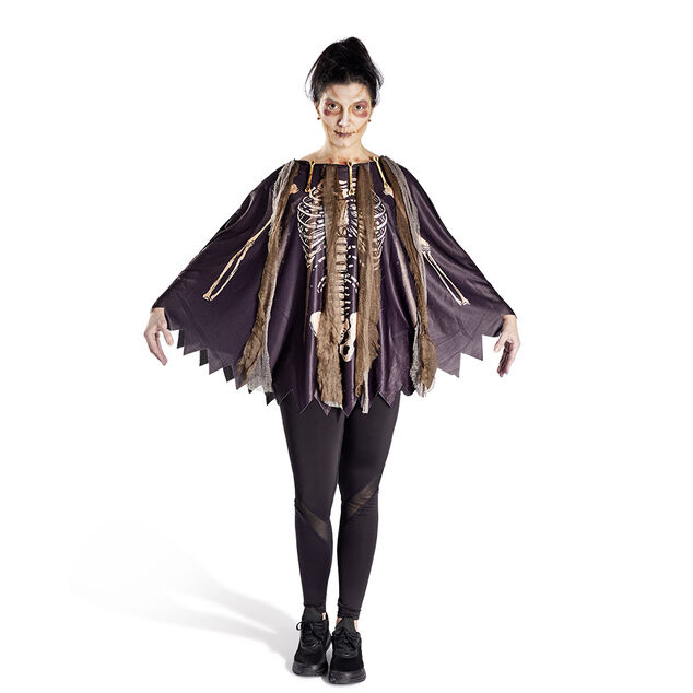 D&eacute;guisement adulte Halloween squelette poncho - Taille unique