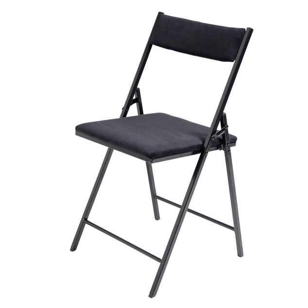 Chaise pliante Ninon m&eacute;tal et velours noire L43xP47xH78,5cm