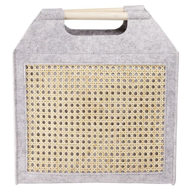 Pani&egrave;re feutrine et bambou grise Moyen mod&egrave;le 42x14xH38cm