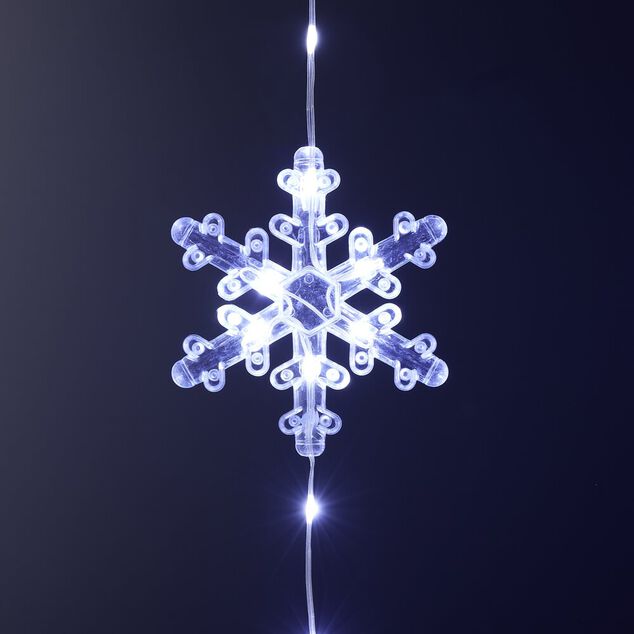 Guirlande de No&euml;l lumineuse 160LED bordure toit motifs flocon blanc froid