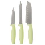 Couteau de cuisine x3 manche ergonomique et antid&eacute;rapant vert clair