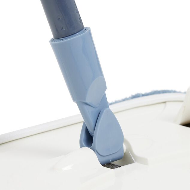 Balai plat gris avec manche en acier et recharge 38x20,5xH120cm