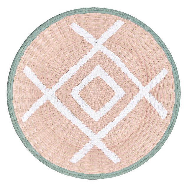 Assiette murale ronde motif g&eacute;om&eacute;trique en mdf