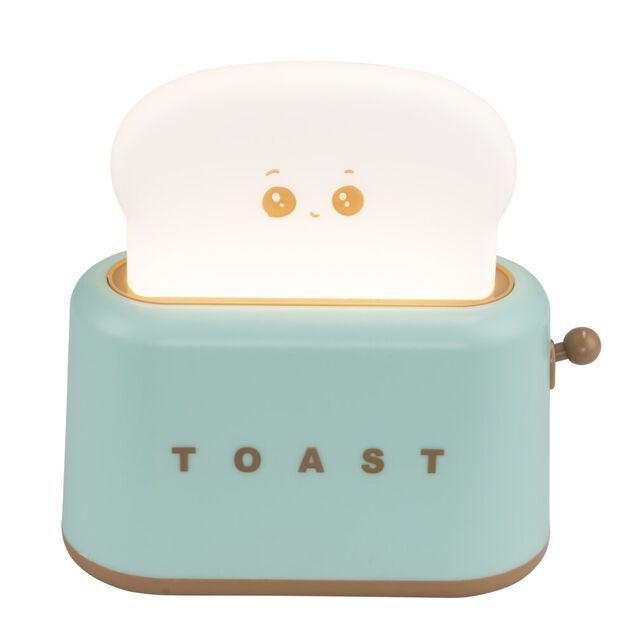 Veilleuse enfant LED forme grille pain r&eacute;tro vert et blanc 10x8xH10cm