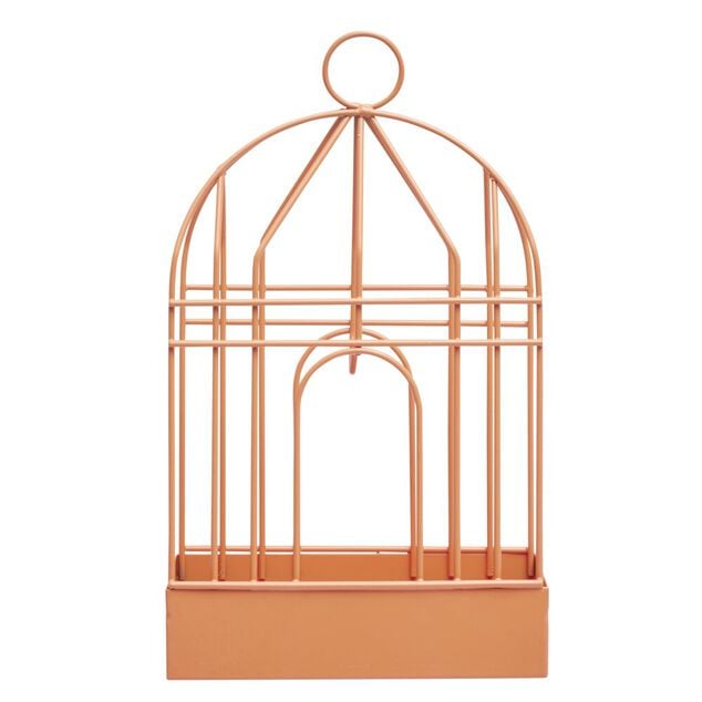 Support cage d&eacute;co m&eacute;tal rouge pour spirale encens anti-moustique 15x5xH20cm