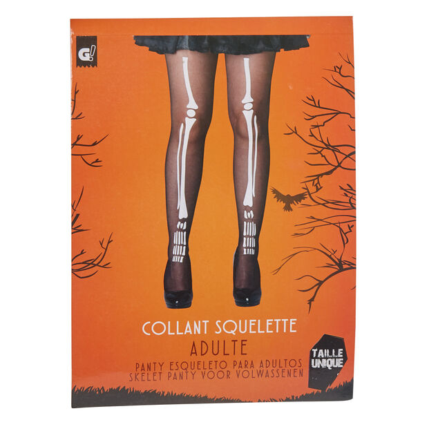 Collant Halloween squelette adulte Taille unique